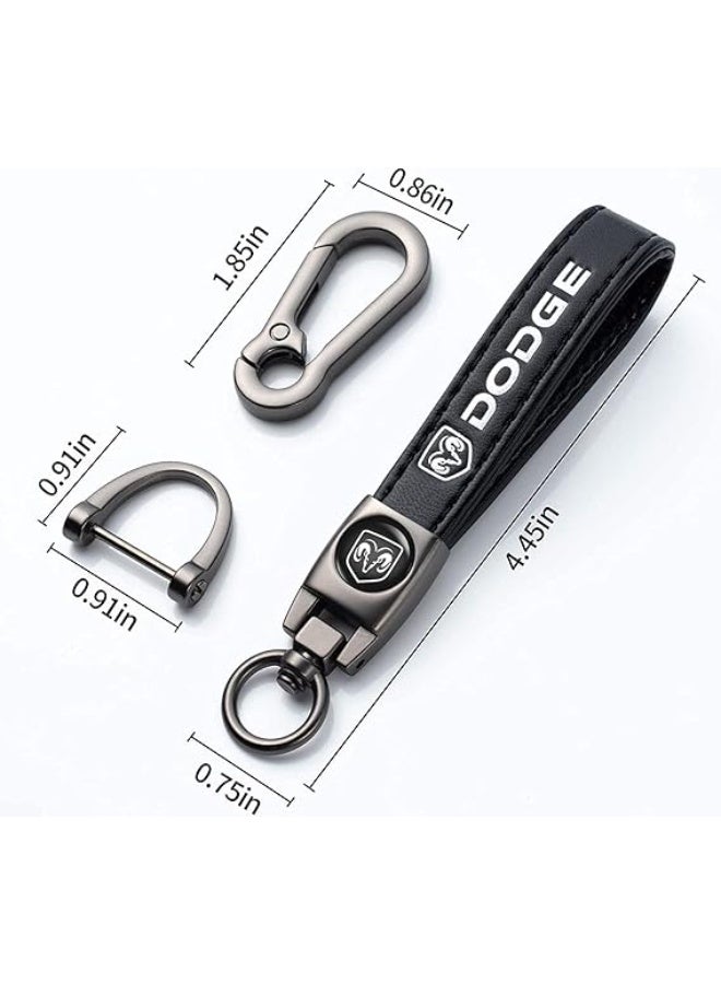 Genuine Leather Car Keychain compatible with Dodge Challenger Dakota Charger Ram 1502 Durango Caravan Key Chain Keyring Family Present for Man and Woman, Dq Key Chain Jd, 1 - Image 2